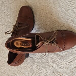 Etienne Aigner Nada heeled oxford pumps in brown leather upper